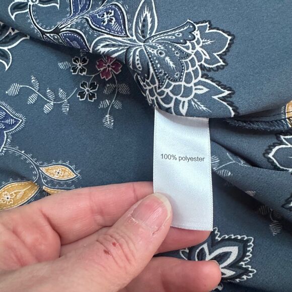 Maurices S Floral Blouse Blue Multicolor 3/4 Sleeve Lightweight Sheer Tunic Top - Picture 5 of 5